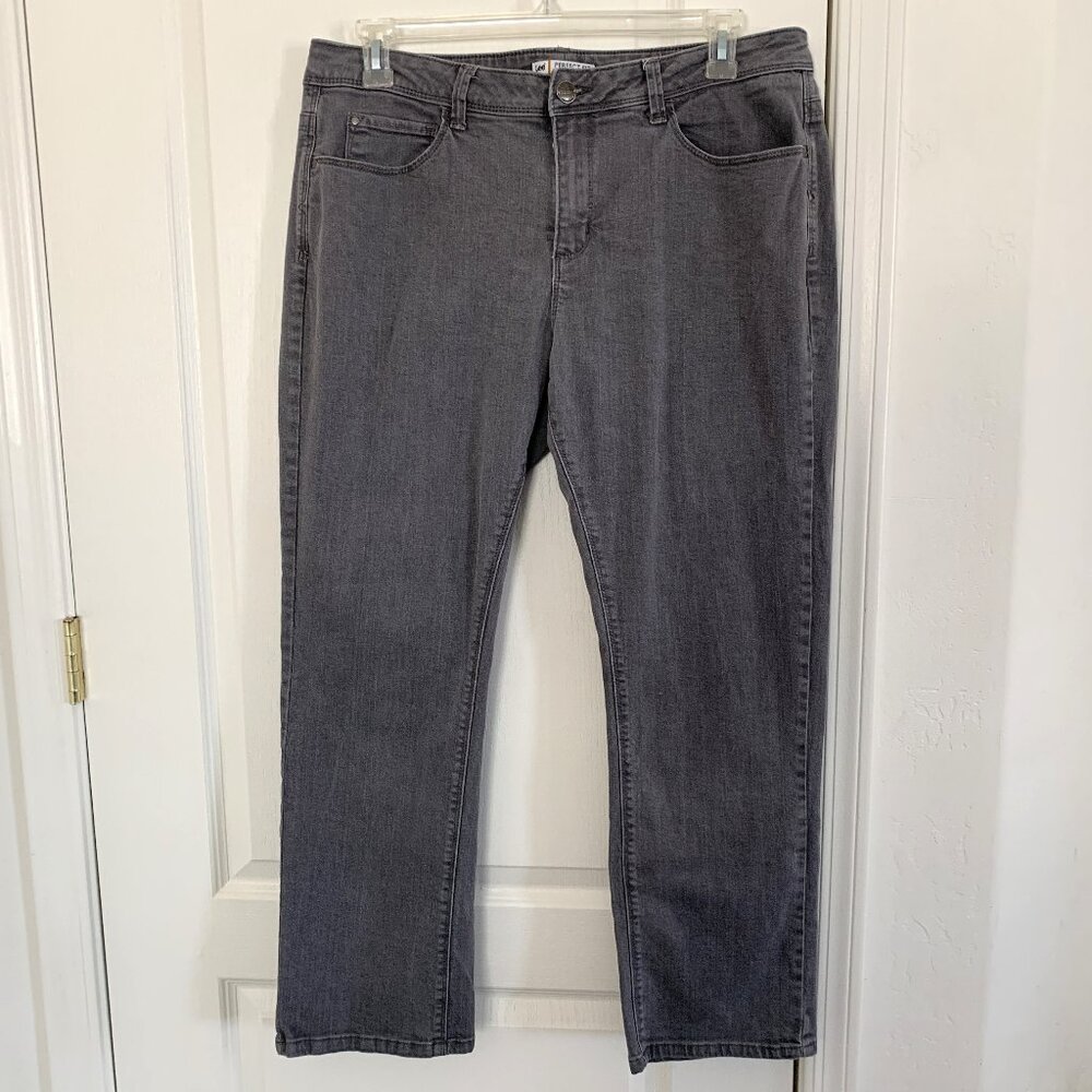 Vintage Lee Perfect Fit Straight Leg Jeans Just Below The Waist Gray Size 18 S